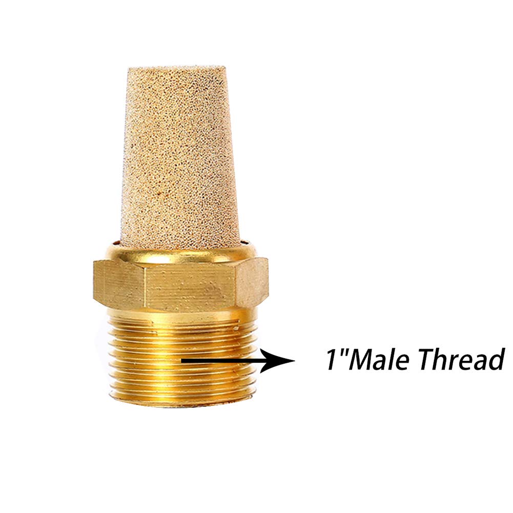 Quickun Air Pneumatic Mufflers, 1'' Male Thread Sintered Bronze Exhaust Muffler Silencer (Pack Of 1)